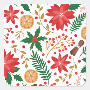 Moderner Weihnachtsbaum Grüne Pine Tree Quadratischer Aufkleber