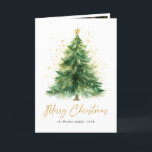 Moderner Weihnachtsbaum im Wasserfarben Non-Foto Feiertagskarte<br><div class="desc">Versenden Sie Ihren Urlaub mit unserer Weihnachtskarte für Weihnachtsbäume ohne Foto! Dieses elegante Design besticht durch einen hübsch handbemalten Weihnachtsbaum in Aquarellen, der ein ruhiges und künstlerisches Ambiente schafft, das sich perfekt für die Saison eignet. Die sanften Pinselstriche und die moderne Gestaltung bieten eine minimalistische und dennoch festliche Touch, die...</div>