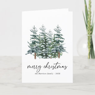 Moderner Weihnachtsbaum im Wasserfarben Non-Foto Feiertagskarte