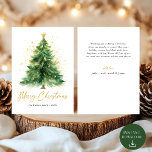 Moderner Weihnachtsbaum im Wasserfarben Non-Foto Feiertagskarte<br><div class="desc">Versenden Sie Ihren Urlaub mit unserer Weihnachtskarte für Weihnachtsbäume ohne Foto! Dieses elegante Design besticht durch einen hübsch handbemalten Weihnachtsbaum in Aquarellen, der ein ruhiges und künstlerisches Ambiente schafft, das sich perfekt für die Saison eignet. Die sanften Pinselstriche und die moderne Gestaltung bieten eine minimalistische und dennoch festliche Touch, die...</div>