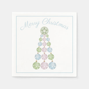 Moderner Weihnachtsbaum in pastellfarbenen Ornamen Serviette