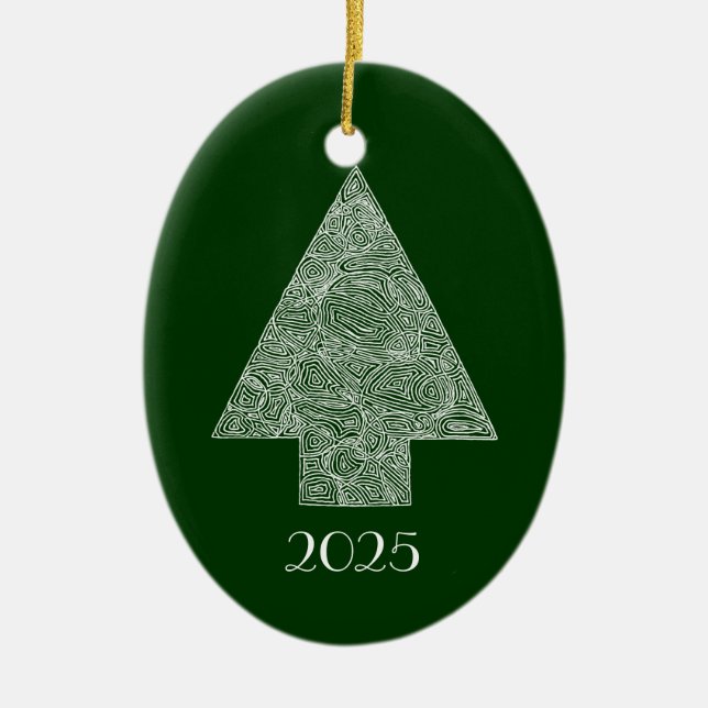 Moderner Weihnachtsbaum Keramik Ornament (Vorne)