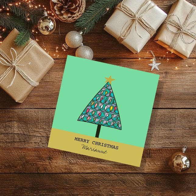 Moderner Weihnachtsbaum mit Licht Karte (Modern Christmas Tree with festive lights card)