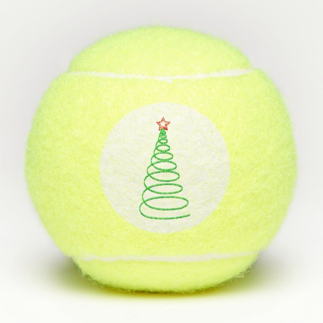 Moderner Weihnachtsbaum mit Red Star Holiday Tenni Tennisbälle (Vorderseite)