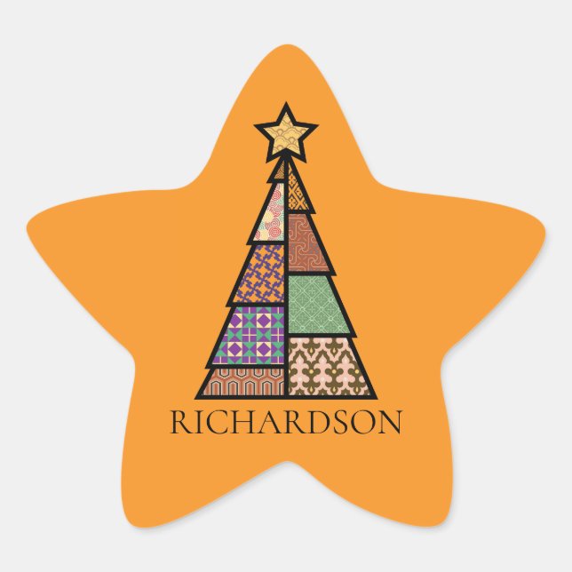 Moderner Weihnachtsbaum Mitte des Jahrhunderts mit Stern-Aufkleber (Vorderseite)