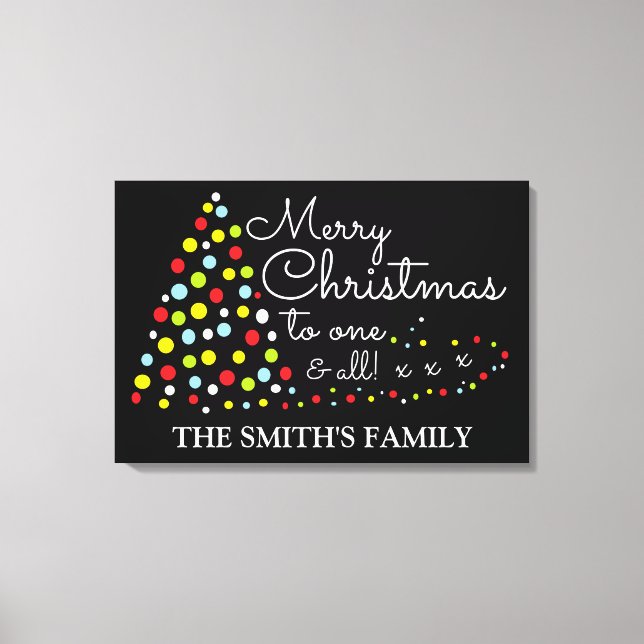 Moderner Weihnachtsbaum, Personalisierter Familien Leinwanddruck (Vorderseite)