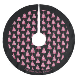 Moderner Weihnachtsbaum Pink Schwarzer Familiennam Polyester Weihnachtsbaumdecke