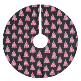 Moderner Weihnachtsbaum rosa schwarz Polyester Weihnachtsbaumdecke