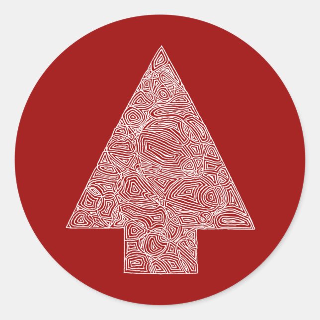 Moderner Weihnachtsbaum Runder Aufkleber (Vorderseite)