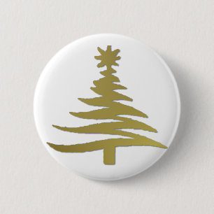 Moderner Weihnachtsbaum Schablonen Druck Gold Button