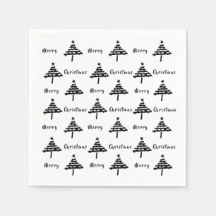 Moderner Weihnachtsbaum Schwarz-Weiß-Party Serviette