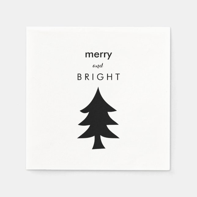 Moderner Weihnachtsbaum Schwarz-Weiß Serviette (Vorderseite)