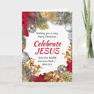 Moderner Weihnachtskranz CELEBRATE JESUS Feiertagskarte