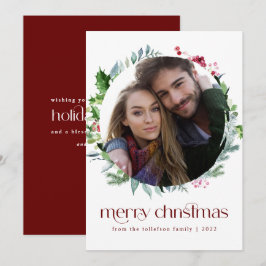 Moderner Weihnachtskranz Foto Ivy Berries Urlaub Feiertagskarte