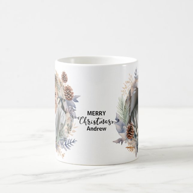 moderner Weihnachtskranz Kaffeetasse (Mittel)