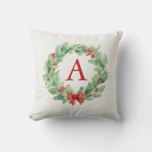 Moderner Weihnachtskranz Wasserfarbe Monogramm