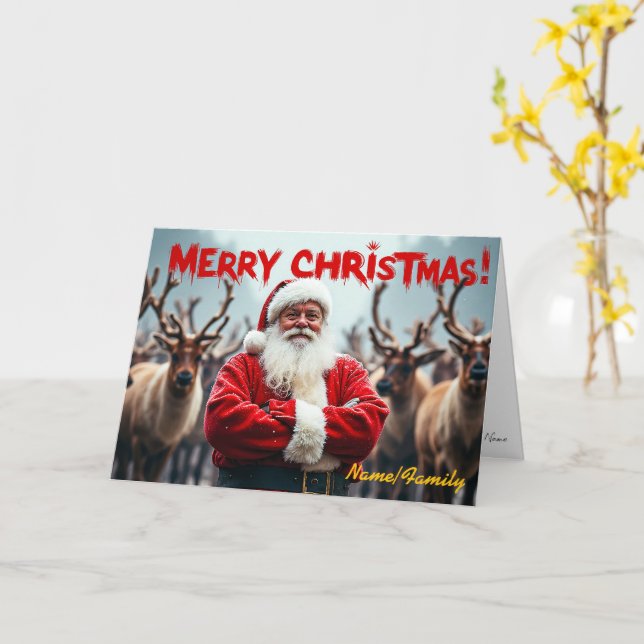 Moderner Weihnachtsmann Karte (Gelbe Blume)