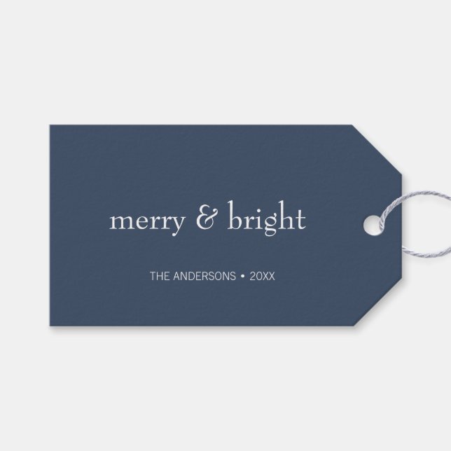 Moderner Weihnachtsurlaub in der Mergelinie Geschenkanhänger (Vorderseite (Horizontal))