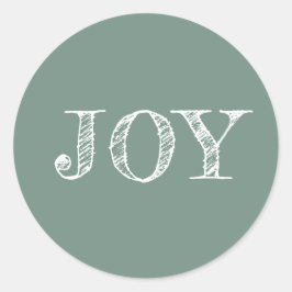 Moderner Weihnachtsurlaub Joy Dusty Green Runder Aufkleber