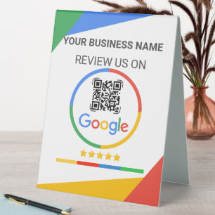 Moderner Weißer Google Review QR-Code Tischaufsteller