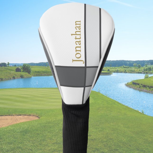Moderner, weißer, grauer und goldgelber minimalist golf headcover (Von Creator hochgeladen)