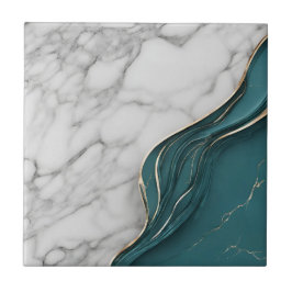 Moderner weißer Marmor mit dunklem Aquamarinen und Fliese
