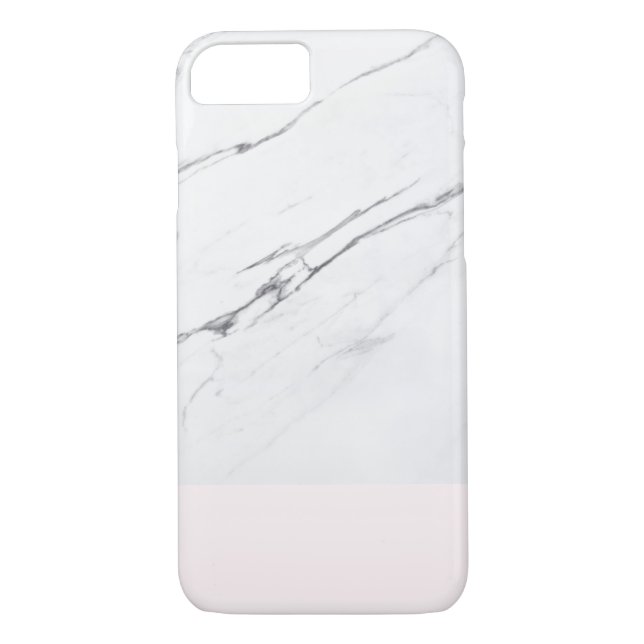 Moderner, weißer Marmor mit rosa Akzent Case-Mate iPhone Hülle (Rückseite)