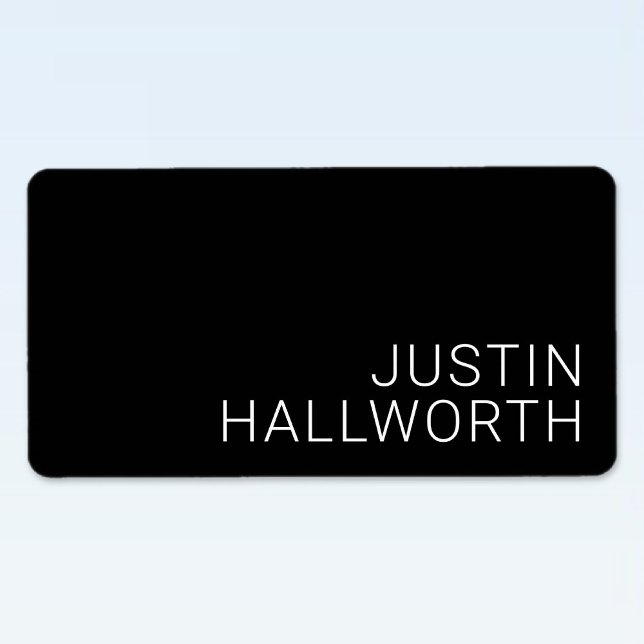 Moderner weißer Name oder anderer Text auf schwarz Adressaufkleber (Von Creator hochgeladen)