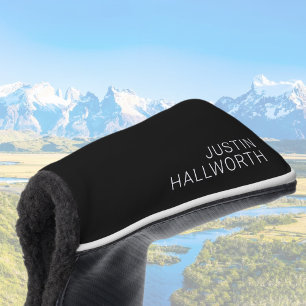 Moderner weißer Name oder anderer Text auf schwarz Golf Headcover