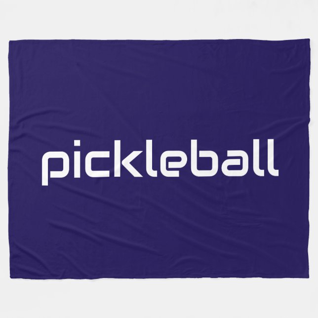 Moderner weißer PICKLEBALL-Text auf tiefblauem Nav Fleecedecke (Vorderseite (Horizontal))