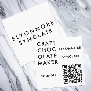Moderner weißer QR-Code für Gründer von Kunstschok Quadratische Visitenkarte