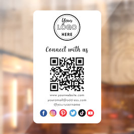 Moderner weißer QR-Code verbindet uns mit sozialen Fensteraufkleber