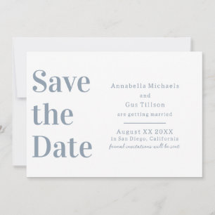 Moderner weißer und dunkelblauer Schriftart Save The Date