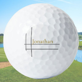 Moderner, weißer und goldener individuelle Name Golfball