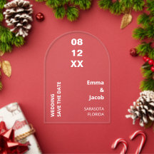 Moderner Weißtext Save the Date Akryllische Einlad