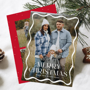 Moderner welliger Rahmen Frohe Weihnachten 3 Fotos