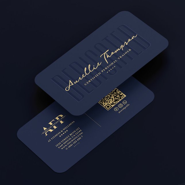 Moderner Wellness Coach Nutritionist Dark Navy Blu Visitenkarte (Modern Wellness Coach Nutritionist Dark Navy Blue Business Card
)