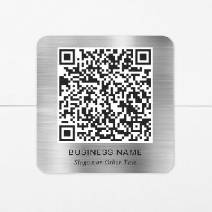 Moderner Werbe-QR-Code Silber Quadratischer Aufkleber