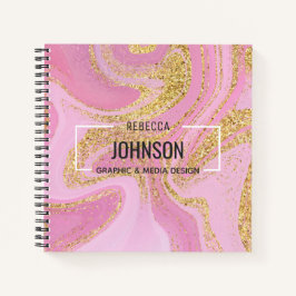 Moderner Wertvoll rosa Goldmarmorname - Notebook Notizbuch