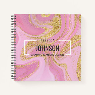 Moderner Wertvoll rosa Goldmarmorname - Notebook Notizbuch