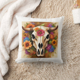 Moderner Western Kuhschädel mit Blume Kissen