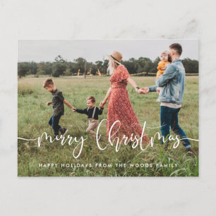 Moderner whimsical Schriftart Frohe Weihnachtsfami Postkarte