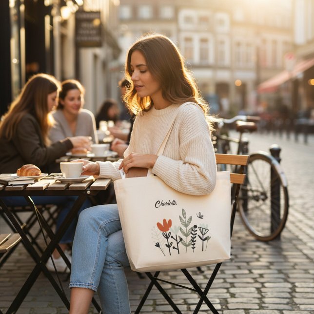 Moderner Whimsischer Personalisierter Name Jumbo Stoffbeutel (Von Creator hochgeladen)