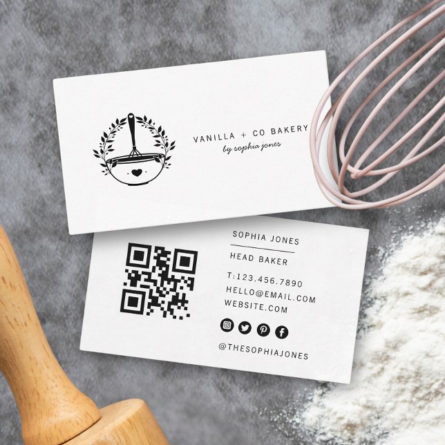 Moderner Whisky Bakery Caterer Business QR Code Visitenkarte (Von Creator hochgeladen)