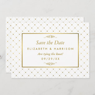 Moderner White & Gold Foil Effekt Save the Date