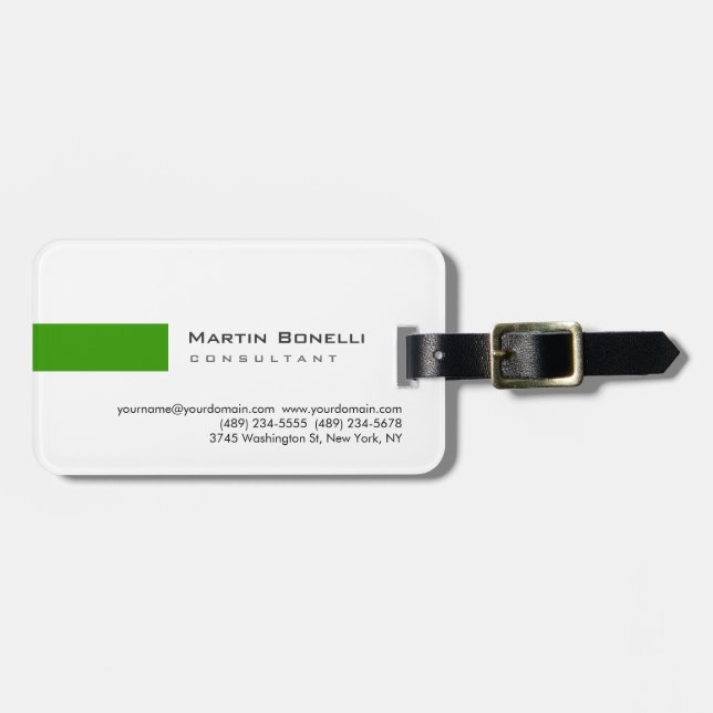 Moderner White Green Simple Consultant Gepäckanhänger (Vorderseite horizontal)