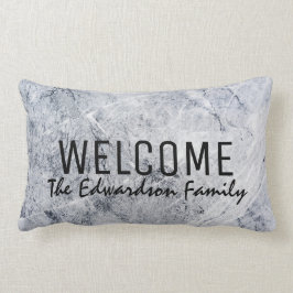 Moderner Willkommens-Monogrammname Marmor des Lendenkissen
