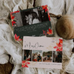 Moderner Winter floral frohe Weihnachten Fünf Foto<br><div class="desc">Diese moderne, blumengeschmückte Weihnachtskarte aus dem 5. Foto besticht durch ein skurriles und elegantes Design mit lebhaften Aquarellbildern von roten und rosa Poinsettien und zarter Winterlandschaft. Die farbenfrohe Farbpalette der Karte mit ihren rostigen Rose- und Goldakzenten verleiht einer modernen Urlaubssästhetik mit schicken botanischen Elementen wie Pinien, Heiligenbeeren und Winterbeeren eine...</div>