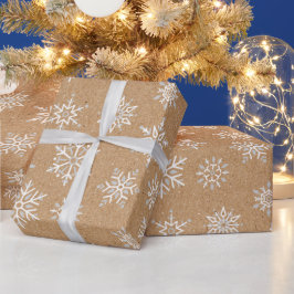 Moderner Winter Snowflake Kraft Brown Holiday Geschenkpapier