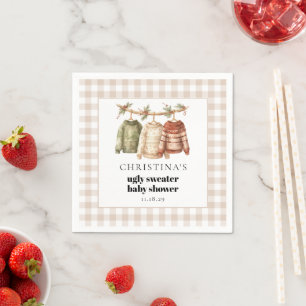 Moderner Winter Ugly Sweater Baby Dusche Cocktail Serviette